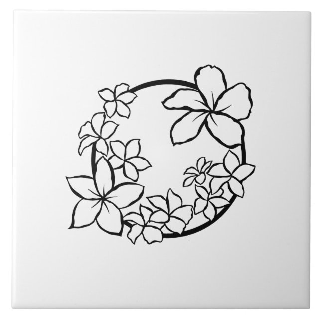 Hawaiian Circle Of Plumerias Decorative Tile (Front)