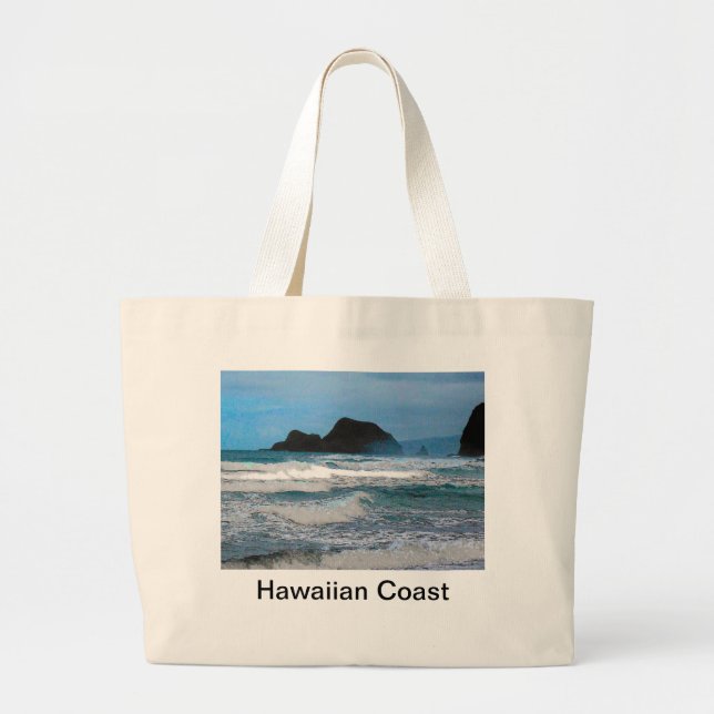 Hawaiian Coast Blue Sky Large Tote Bag (Front)