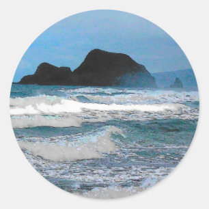 Hawaiian Coastal Island Ocean Tropical Paradise Classic Round Sticker