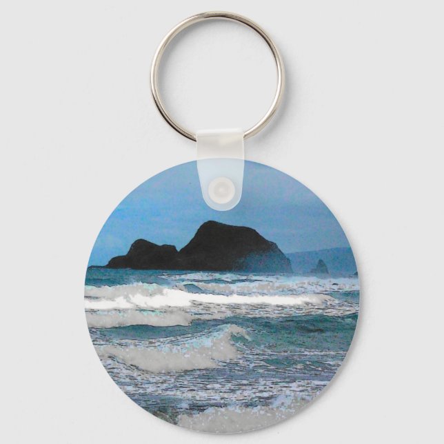 Hawaiian Coastal Island Ocean Tropical Paradise Keychain (Front)