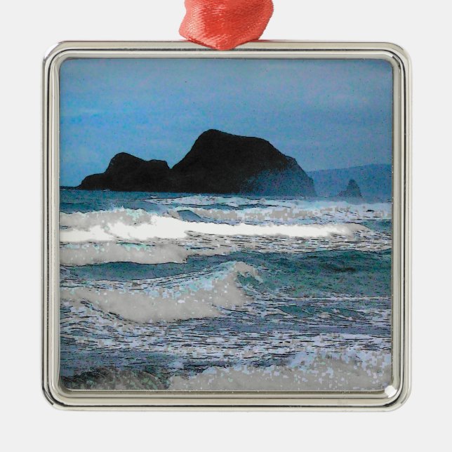Hawaiian Coastal Island Ocean Tropical Paradise Metal Ornament (Front)