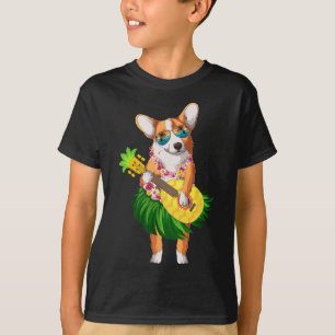 Hawaiian Corgi Dog And Pineapple Ukulele Summer Va T-Shirt