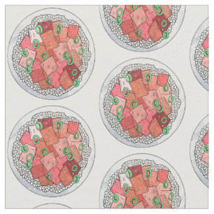 Hawaiian Cuisine Ahi Tuna Poke Bowl Hawaii Food Fabric