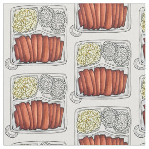 Hawaiian Cuisine Plate Lunch Rice Macaroni Salad Fabric