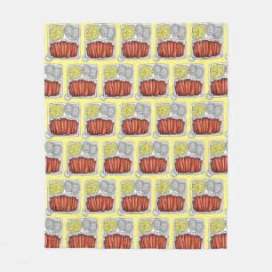 Hawaiian Cuisine Plate Lunch Rice Macaroni Salad Fleece Blanket
