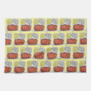 Hawaiian Cuisine Plate Lunch Rice Macaroni Salad Kitchen Towel