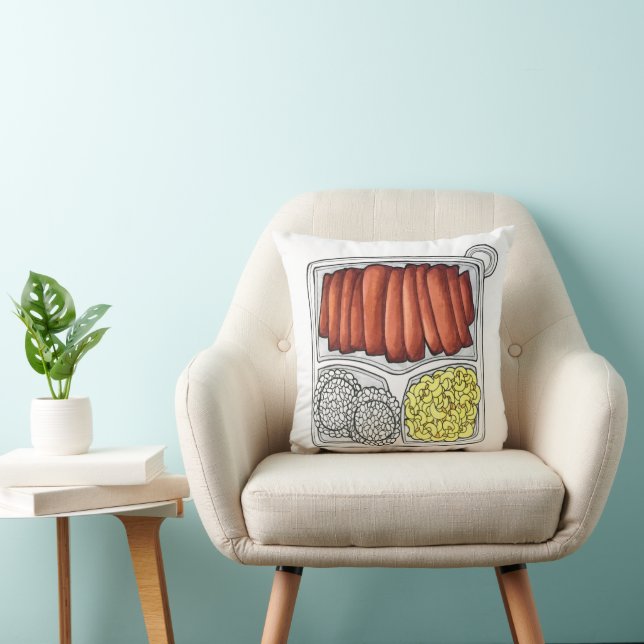 Hawaiian Cuisine Plate Lunch Rice Macaroni Salad Throw Pillow (Chair)