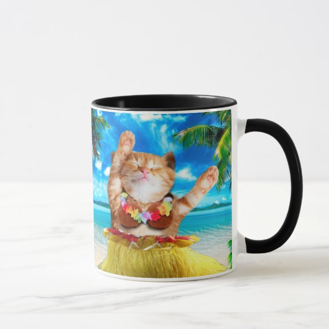 Hawaiian dancer cat mug (Right)