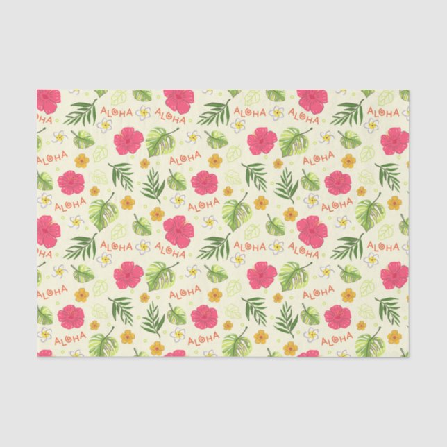 Hawaiian Decoupage Tropical Floral Aloha Birthday Tissue Paper (Front)