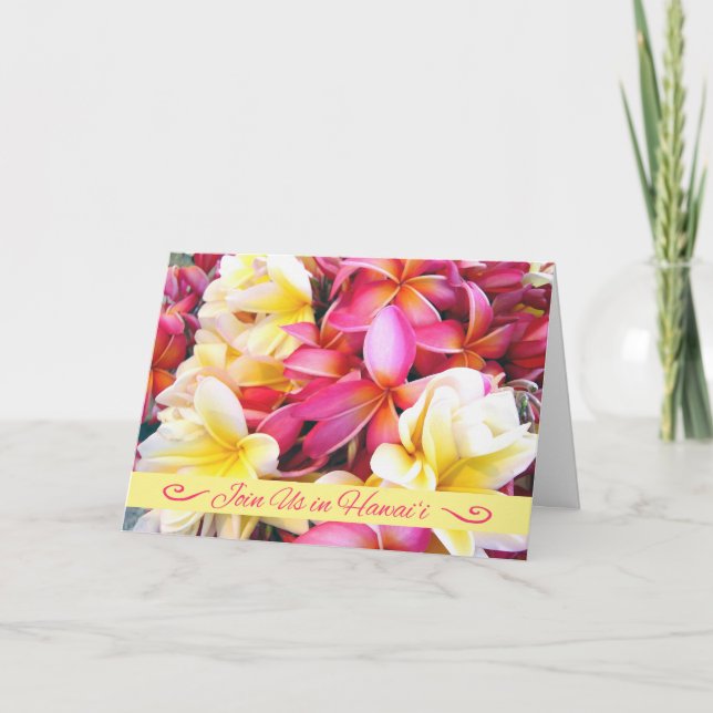 Hawaiian Destination Wedding Tropical Plumeria Card (Front)