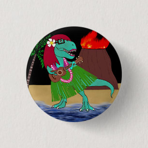 Hawaiian Dinosaur Ukulele 1 Inch Round Button