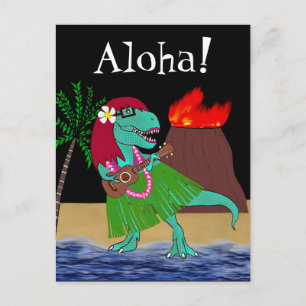 Hawaiian Dinosaur Ukulele Postcard