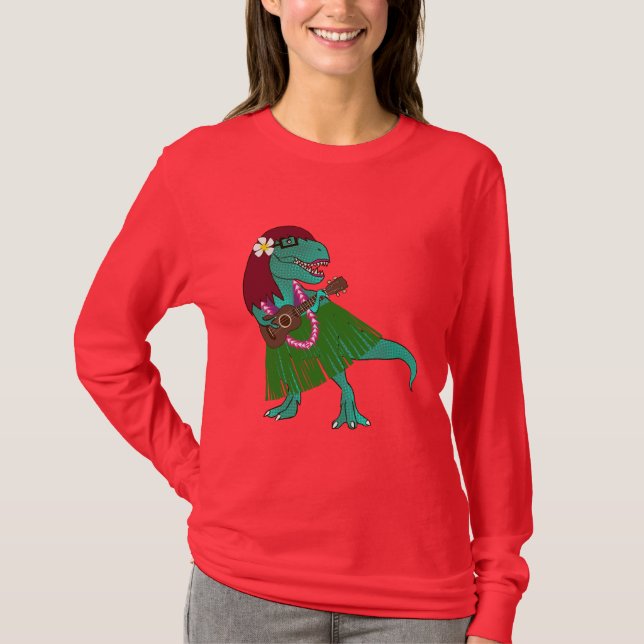 Hawaiian Dinosaur Ukulele T-Shirt (Front)