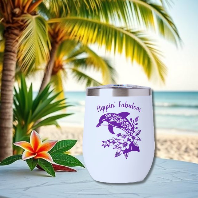 Hawaiian Dolphin- Flippin' Fabulous-Purple (Hawaiian Dolphin, Flippin Fabulous, Islander Summer, Beach, Fisherman Trend, wine tumbler purple
)
