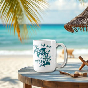 Hawaiian Dolphin Flippin' Fabulous-Teal Coffee Mug