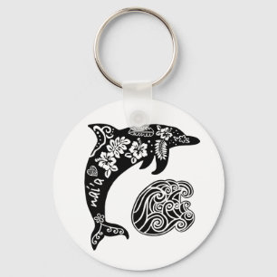 Hawaiian dolphin with wave keychain