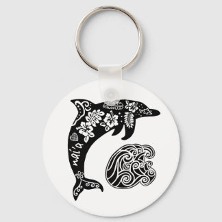 Hawaiian dolphin with wave keychain