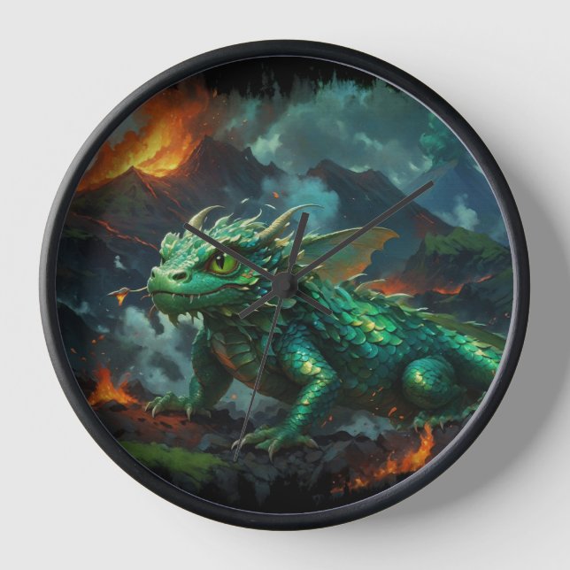 Hawaiian Dragon Warming Herself on Lava Clock (Front)