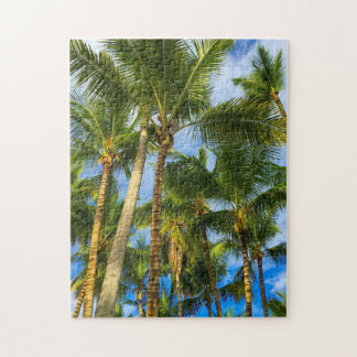 Hawaiian Exotic Beach Palm Trees & Sky Jigsaw Puzzle