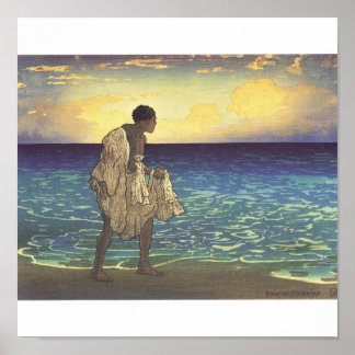 Hawaiian Fisherman, impression de blocs de bois