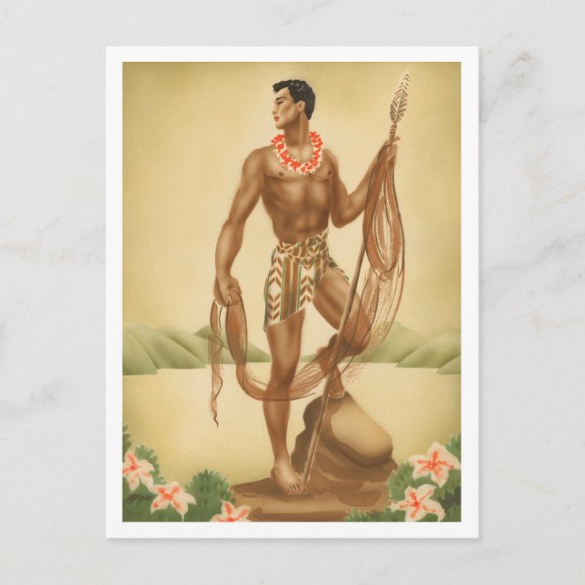 Hawaiian Fisherman Postcard (Front)