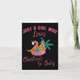 Hawaiian Flamingo Just A Girl Who Loves Christmas Card