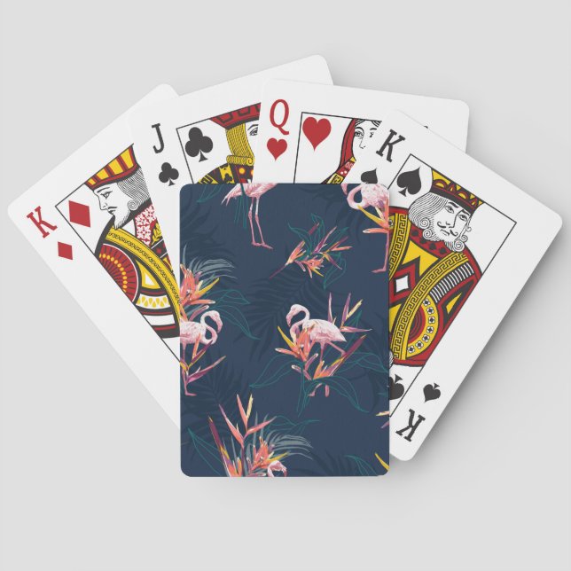 Hawaiian Flamingo: Tropical Vintage Artwork Playing Cards (Back)
