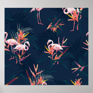 Hawaiian Flamingo: Tropical Vintage Artwork Poster