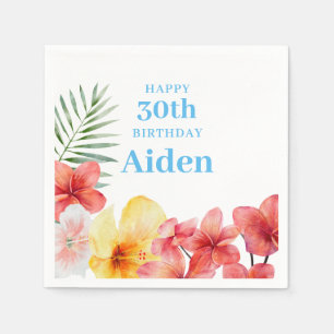 Hawaiian Floral Birthday  Napkin