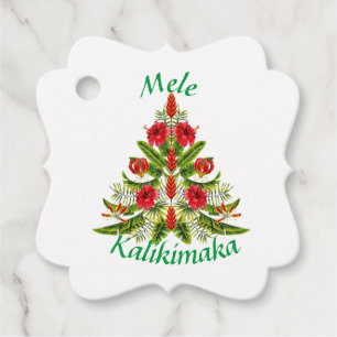 Hawaiian Floral Christmas Tree Gift Tag