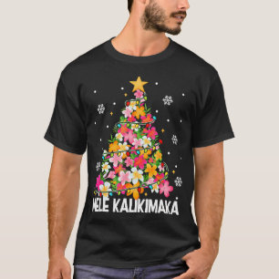 Hawaiian Floral Christmas Tree Mele Kalikimaka T-Shirt