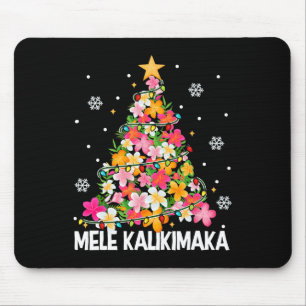 Hawaiian Floral Christmas Tree Mele Kalikimaka Tro Mouse Pad