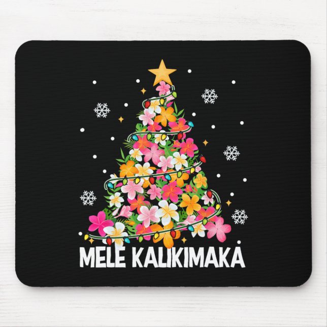 Hawaiian Floral Christmas Tree Mele Kalikimaka Tro Mouse Pad (Front)
