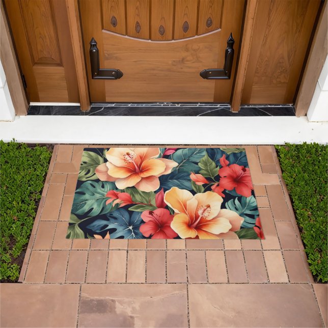 Hawaiian Floral Doormat - Hibiscus Flowers (Outdoor)