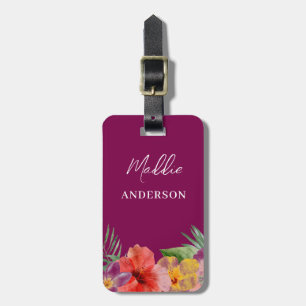 Hawaiian Floral Luggage Tag