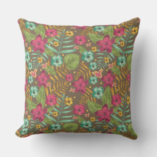 "Hawaiian Floral Outdoor Pillow" Throw Pillow