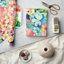 Hawaiian Floral Plumeria Gift Wrapping Paper