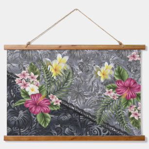 Hawaiian Floral Tapa Fusion Hanging Tapestry