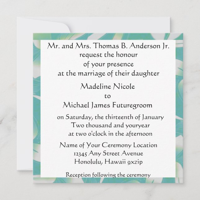 Hawaiian Floral Wedding Invitation (Front)