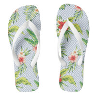 Hawaiian Flower Pattern Pastel Blue Geometric Patt