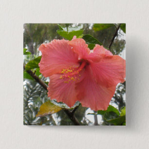 Hawaiian Flower Square Button