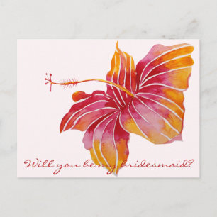 Hawaiian Flower Will you be my bridesmaid Postcard