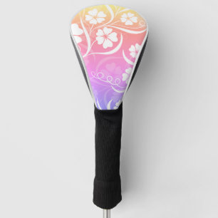 Hawaiian Flowered Pattern Tropical Hibiscus Pastel Golf Head Cover