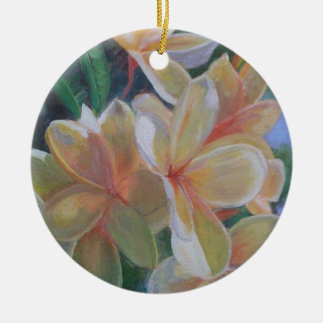 HAWAIIAN FLOWERS Ceramic Ornament (Front)