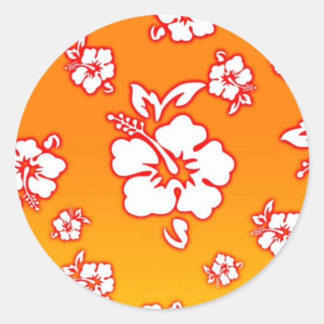Hawaiian Flowers Classic Round Sticker (Front)