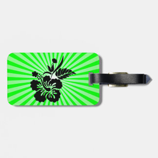 Hawaiian Flowers; green Luggage Tag