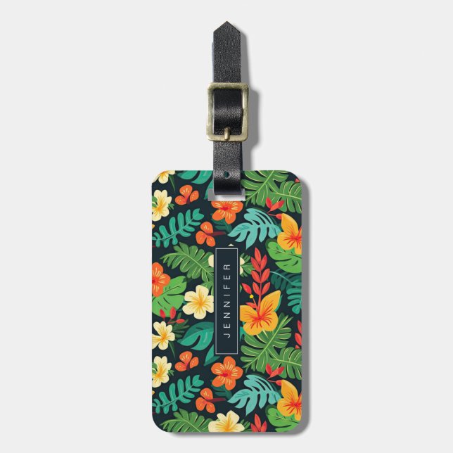 Hawaiian Flowers Luggage Tags (Front Vertical)