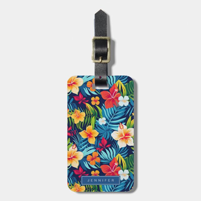 Hawaiian Flowers Luggage Tags (Front Vertical)