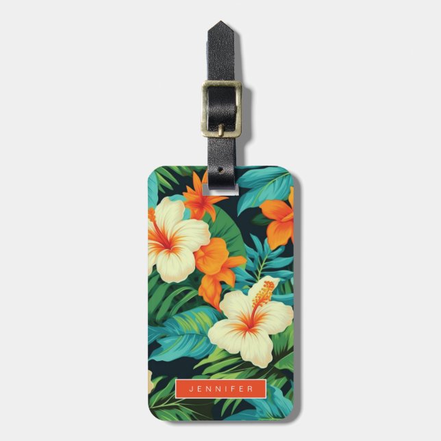 Hawaiian Flowers Luggage Tags (Front Vertical)