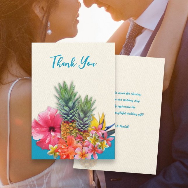 Hawaiian Flowers Thank You Message Flat Cards (Creator Uploaded)